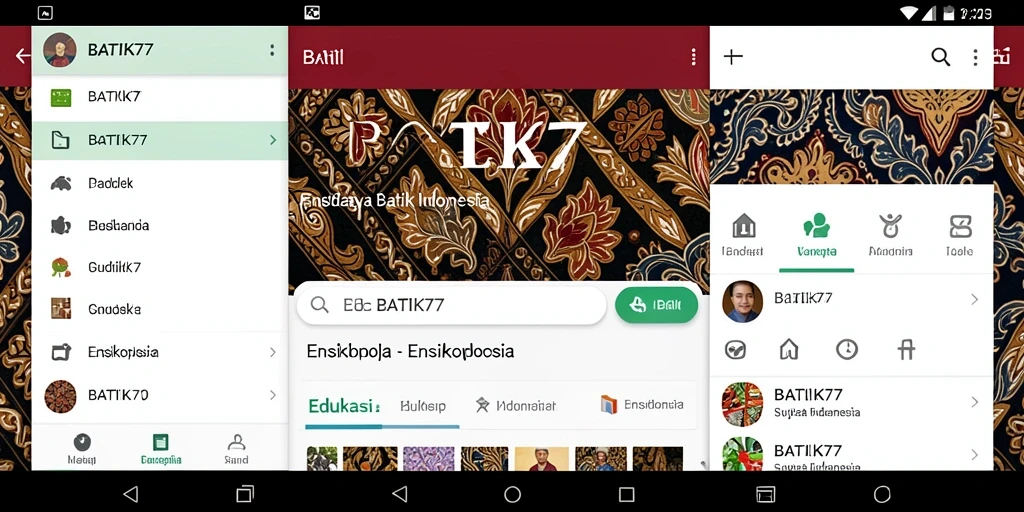Tampilan antarmuka pengguna BATIK77 yang informatif dan menarik.