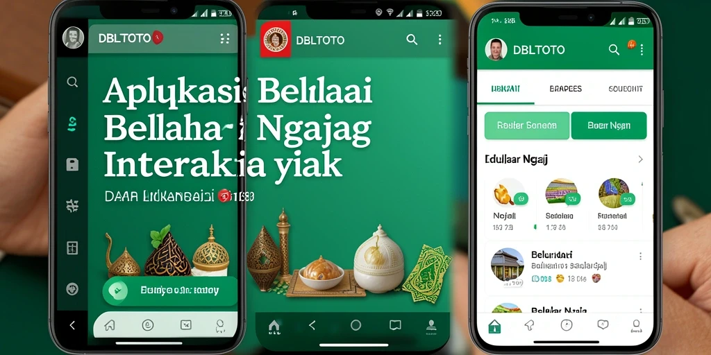 Tampilan antarmuka aplikasi DBLTOTO untuk Belajar Ngaji dengan fitur interaktif.