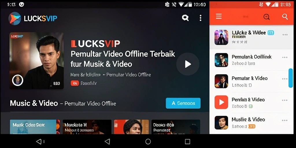 Tampilan antarmuka LUCKSVIP yang bersih dan intuitif untuk Pemutar Video Offline.