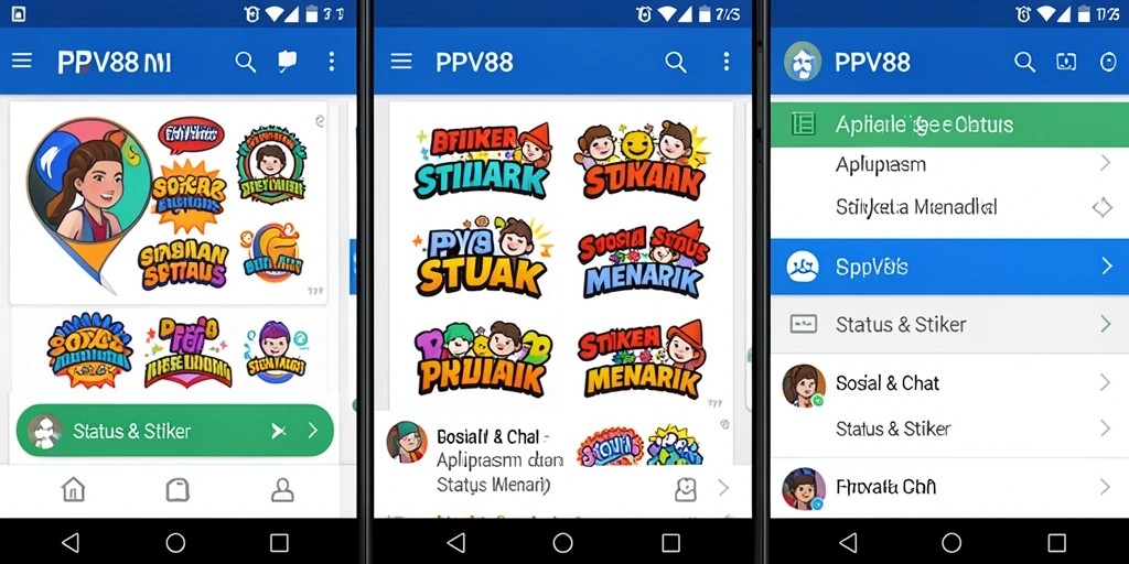 Antarmuka PPV88 dengan berbagai pilihan stiker yang menarik.