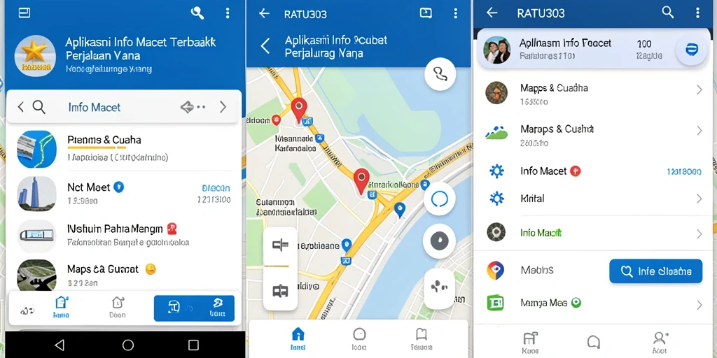 Tampilan antarmuka aplikasi Info Macet RATU303 yang informatif.