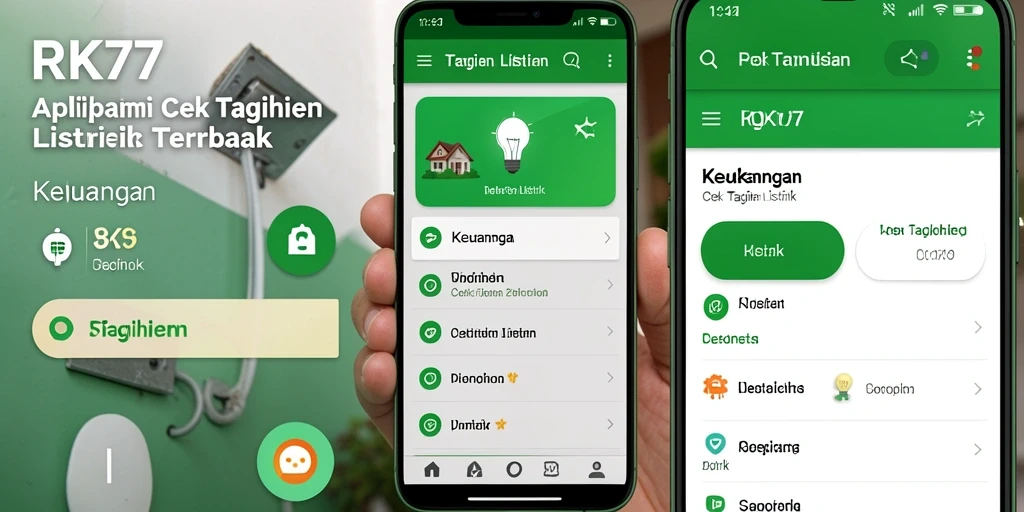 Tampilan antarmuka utama aplikasi RK77 untuk Cek Tagihan Listrik.